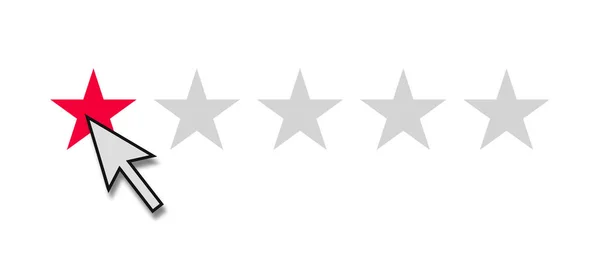 Customer satisfaction - 1 red star rating with mouse arrow