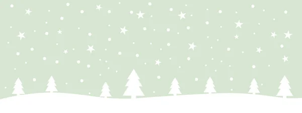 Simple green white chistmas card banner with winter landscape