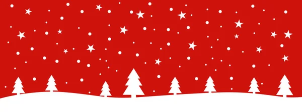 Einfaches rot-weißes Weihnachtskartenbanner mit Winterlandschaft — Stockfoto