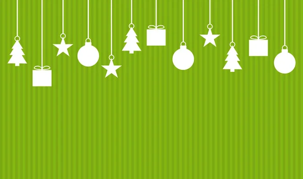 Weiße Weihnachtsdekoration auf grün gestreifter Weihnachtskarte — Stockfoto