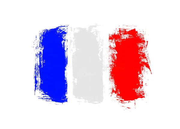 Βρώμικη ζωγραφισμένη στο χέρι σημαία της Γαλλίας — Φωτογραφία Αρχείου
