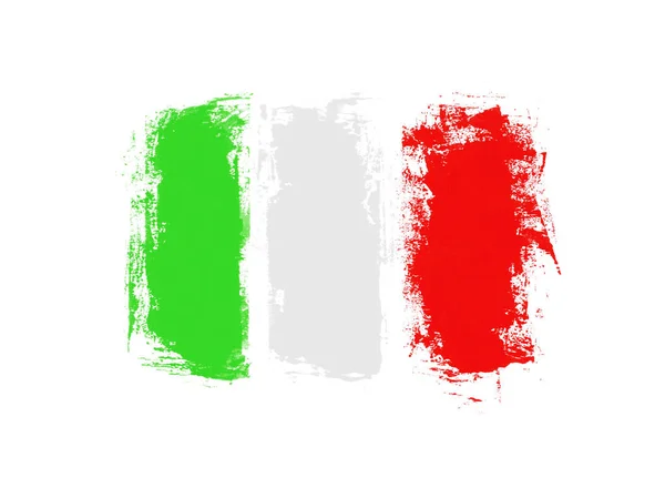 Schmutzige Hand bemalte Flagge Italiens — Stockfoto