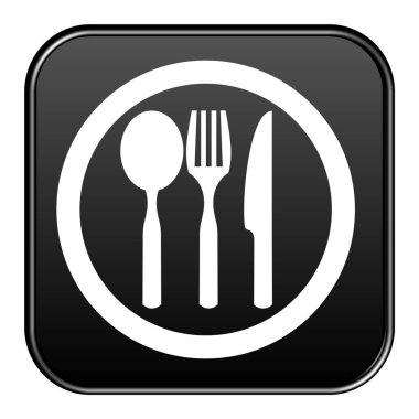 Black Button: Restoran veya Mutfak için çatal bıçak sembolü