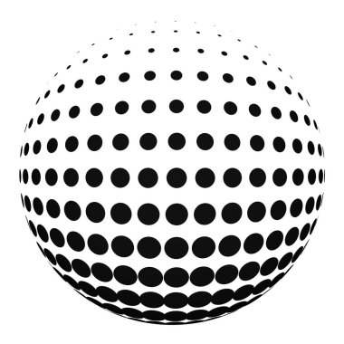 Gradyan noktalar siyah ve beyaz 3D top üzerinde