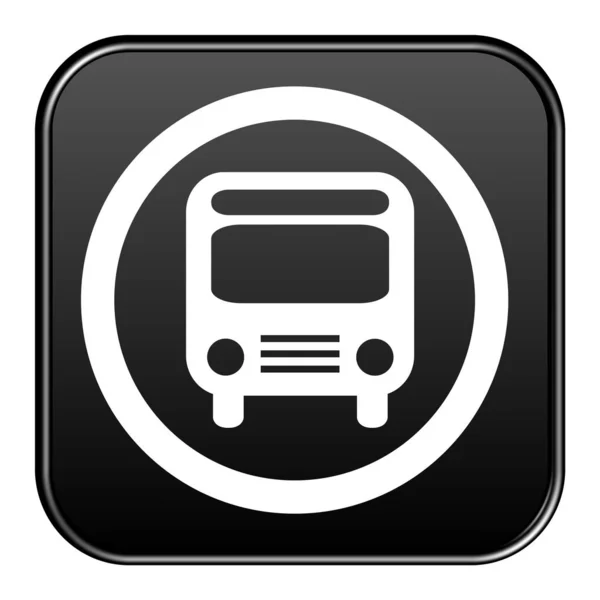 Black Button: Bus symbol — Stock Photo, Image