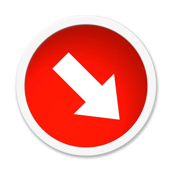 Красная кнопка со стрелкой вниз — стоковое фото