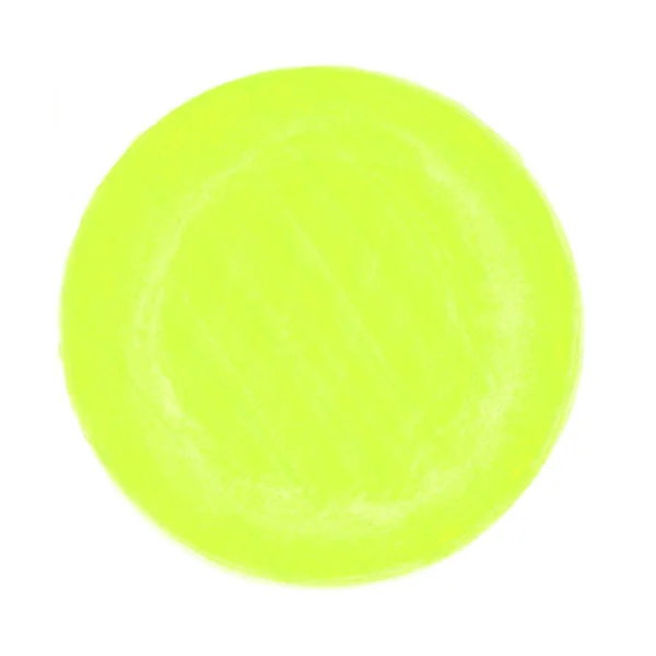 Zielony żółty ręcznie malowane koło szczotki na białym tle — Zdjęcie stockowe