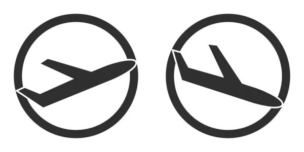 Plane Arrival and Departure icon in circle - Airport symbols — Stock Photo, Image