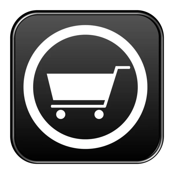 Zwarte Knop en wit icoon: Onlineshop of Supermarkt — Stockfoto