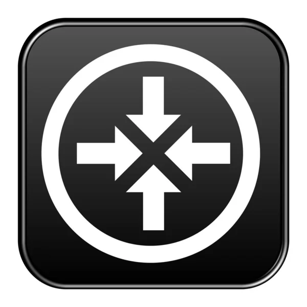 Black Button and white icon: Meeting Point — Stock Photo, Image