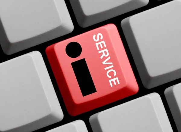 Información y servicio en teclado rojo — Foto de Stock