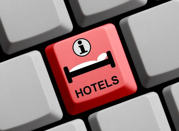 Hotel Symbol på rött tangentbord — Stockfoto