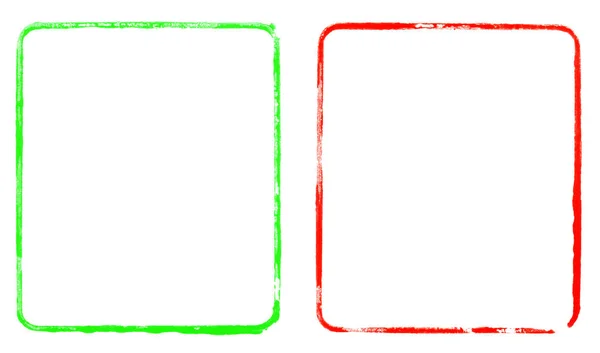 Zielona i czerwona ręcznie malowana pusta ramka wykonana pędzlem — Zdjęcie stockowe