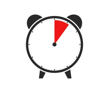 Siyah ve Kırmızı Saat Simgesi ya da Alarm Saati 6 Dakika ya da 6 Saniyelik Süre