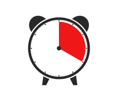 Black and red Icon of Watch or Alarm Clock showing Duration of 20 Minutes or 20 Seconds or 4 Hours clipart