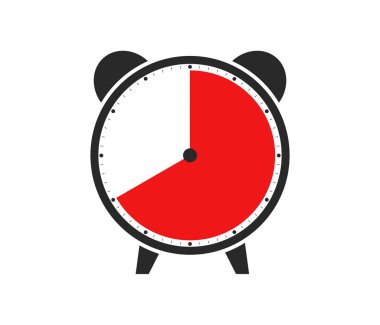 Siyah ve Kırmızı Saat Simgesi ya da Alarm Saati 40 Dakika ya da 40 Saniye ya da 8 Saatin Süresini gösterir