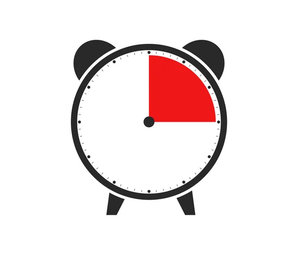 15分または15秒または3時間の期間を示す時計または目覚まし時計の黒と赤のアイコン — ストック写真