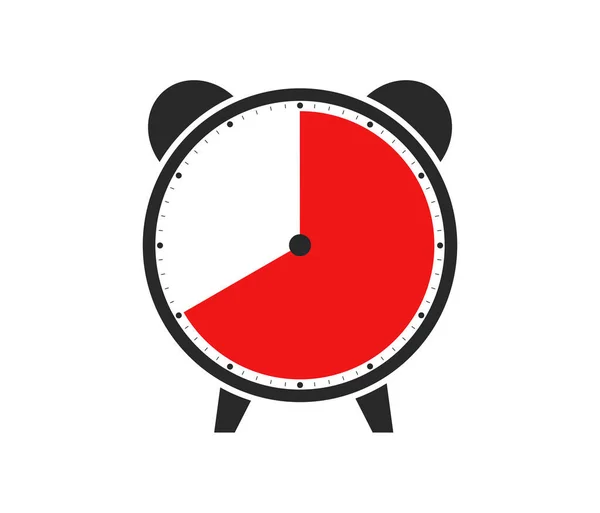 Black and red Icon of Watch or Alarm Clock showing Duration of 40 Minutes or 40 Seconds or 8 Hours