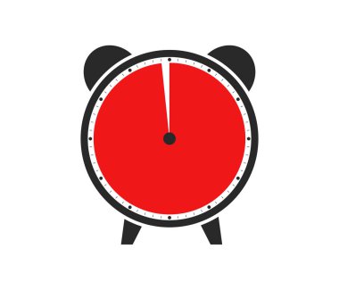 Black and red Icon of Watch or Alarm Clock showing Duration of 59 Minutes or 59 Seconds clipart