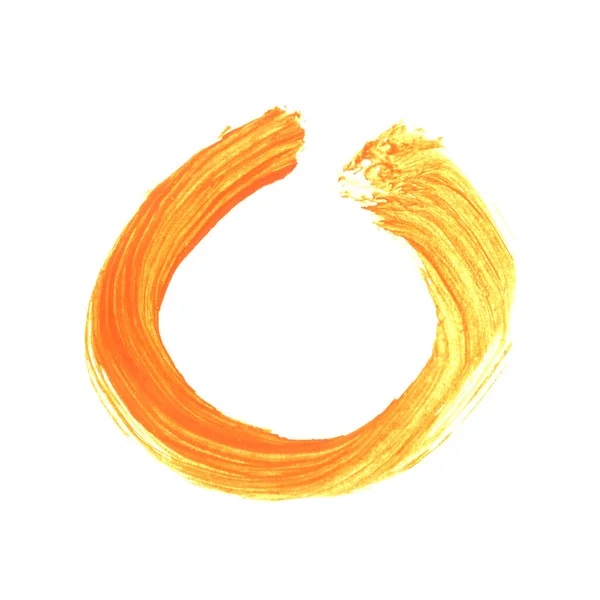 Hand Painted Paintbrush Circle Ring Orange Yellow Color Made Brush — Stock Photo, Image