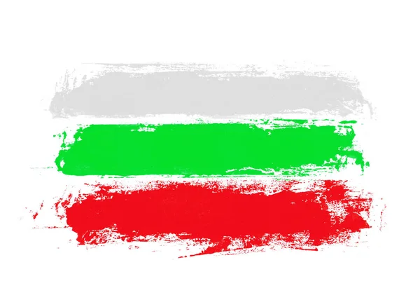 Bulharsko Ručně Malovaná Vlajka Kartáčovými Pruhy Modrá Bílá Červená — Stock fotografie