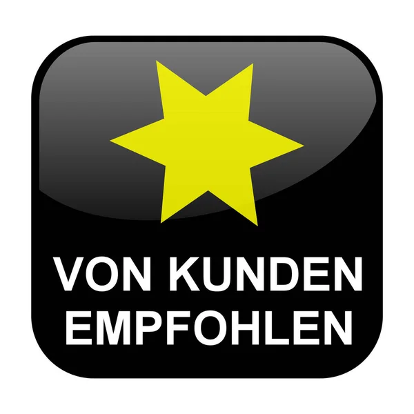 Shiny Isolated Black Button Recommended Customers German Language — Stock Photo, Image