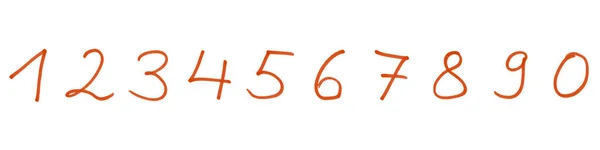 Hand Written Numbers Red Color — Stock Photo, Image