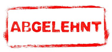 Reddedilmiş Sancak: Almanca şablon yazılı kırmızı kauçuk çerçeve