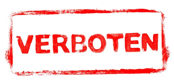 Yasak Sancak Almanca Şablon Yazılı Kırmızı Kauçuk Çerçeve — Stok fotoğraf
