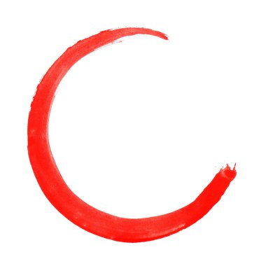 Boya fırçasıyla yapılmış açık kırmızı boyalı daire