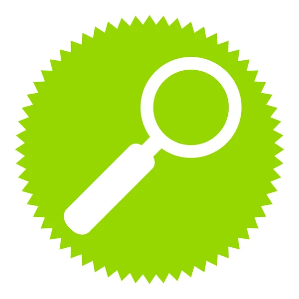 White Search Icon Green Jagged Button — Stock Photo, Image