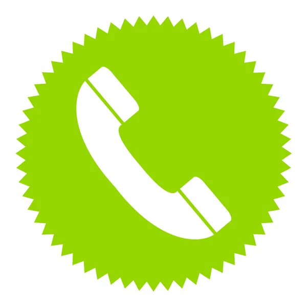 White Telephone Icon Green Jagged Button — Stock Photo, Image