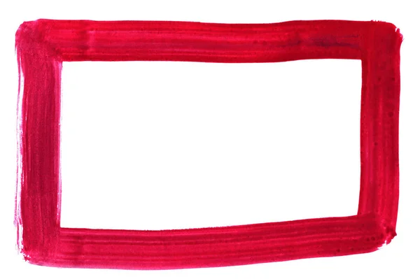 Boya Fırçası Çerçevesi Kırmızı Renk Boya Fırçasıyla Yapılmış — Stok fotoğraf