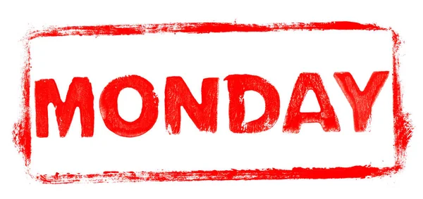 Weekday Monday Banner Red Rubber Stamp Frame Stencil Text — Stock Photo, Image