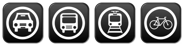 Zestaw Przycisków Poruszania Się Car Bus Train Bike — Zdjęcie stockowe