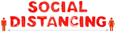 Sosyal Uzaklığı gösteren kırmızı pankart