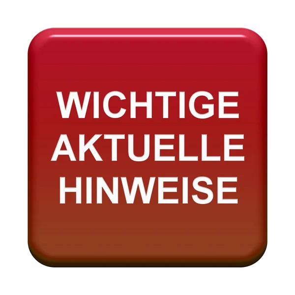 Zářící Izolované Červené Tlačítko Důležité Aktuální Informace Němčině — Stock fotografie