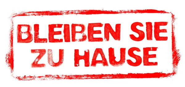 Stay Home German Language Red Rubber Stamp Frame Banner Stencil — Stock Photo, Image