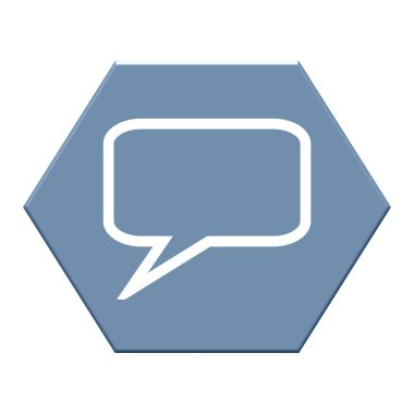 Konuşma Balonlu Mavi Altıgen Düğmesi İletişim ya da Yardım İçin Simgeyi Göster