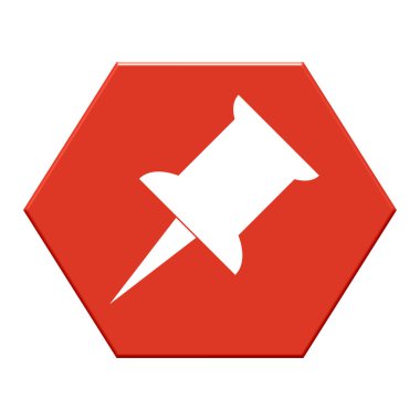 Anımsatma, Bellek veya Ekleme İçin Simgeyi gösteren Pin İğnesi ile Kırmızı Altıgen Düğmesi