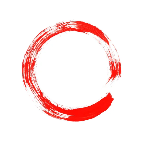 Kresba Špinavého Ručně Kresleného Červeného Kruhu Štětcem — Stock fotografie