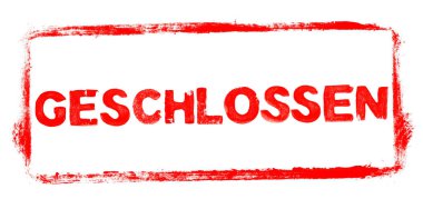 Kapalı Sancak: Almanca şablon yazılı kırmızı kauçuk damga çerçevesi