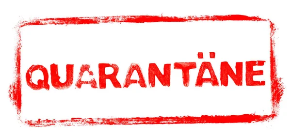 Banner Cuarentena Marco Sello Goma Roja Con Texto Plantilla Idioma —  Fotos de Stock