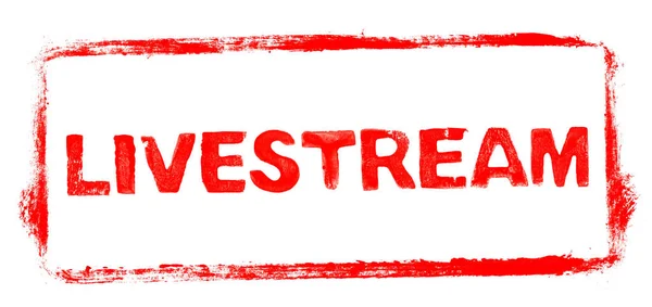 Livestream Banner Red Rubber Stamp Frame Stencil Text Live Streaming — Stock Photo, Image