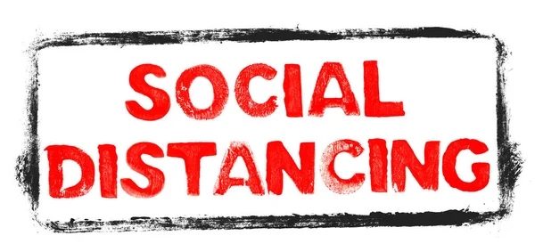 Banner Mostrando Distanciamento Social Moldura Carimbo Borracha Vermelha Com Texto — Fotografia de Stock