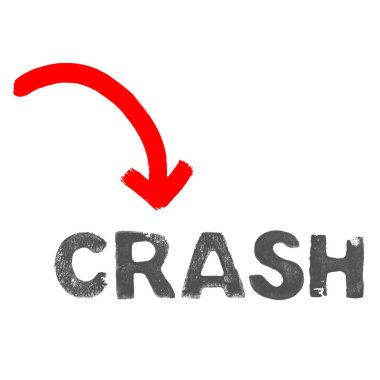 Crash - Aşağıdaki kırmızı oklu Grunge metni