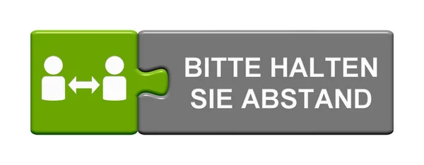 Nsanlar Sembolleriyle Izole Edilmiş Bulmaca Düğmesi Lütfen Almanca Ile Mesafenizi — Stok fotoğraf