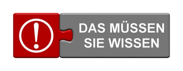 Изолированная Кнопка Головоломка Символом Показывающая Нужно Знать Немецком Языке — стоковое фото