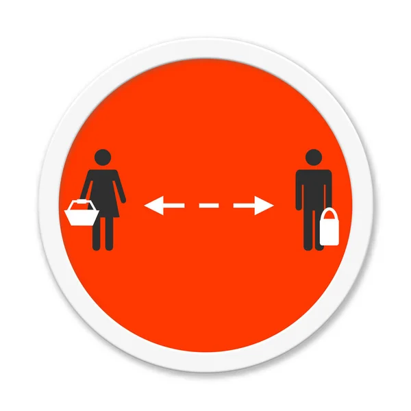 Isolated Button Red Color Showing Distance Two People Supermarket — Stock Photo, Image