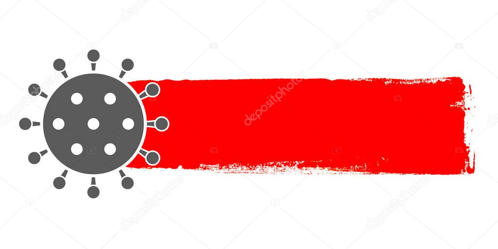 Coronavirus Template for Headline or banner mit hand painted red brush stroke